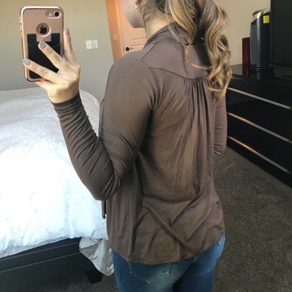 Brown Open Front Waterfall Cardigan - Picture 7 of 8